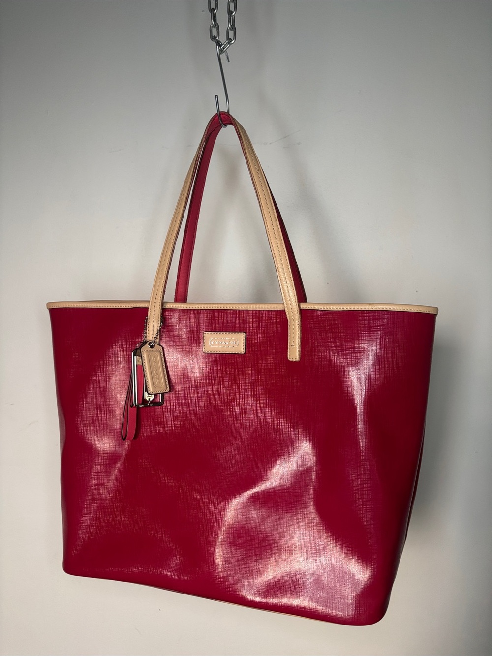 Coach Park Metro Patent Leather Tote Cherry Red 2013